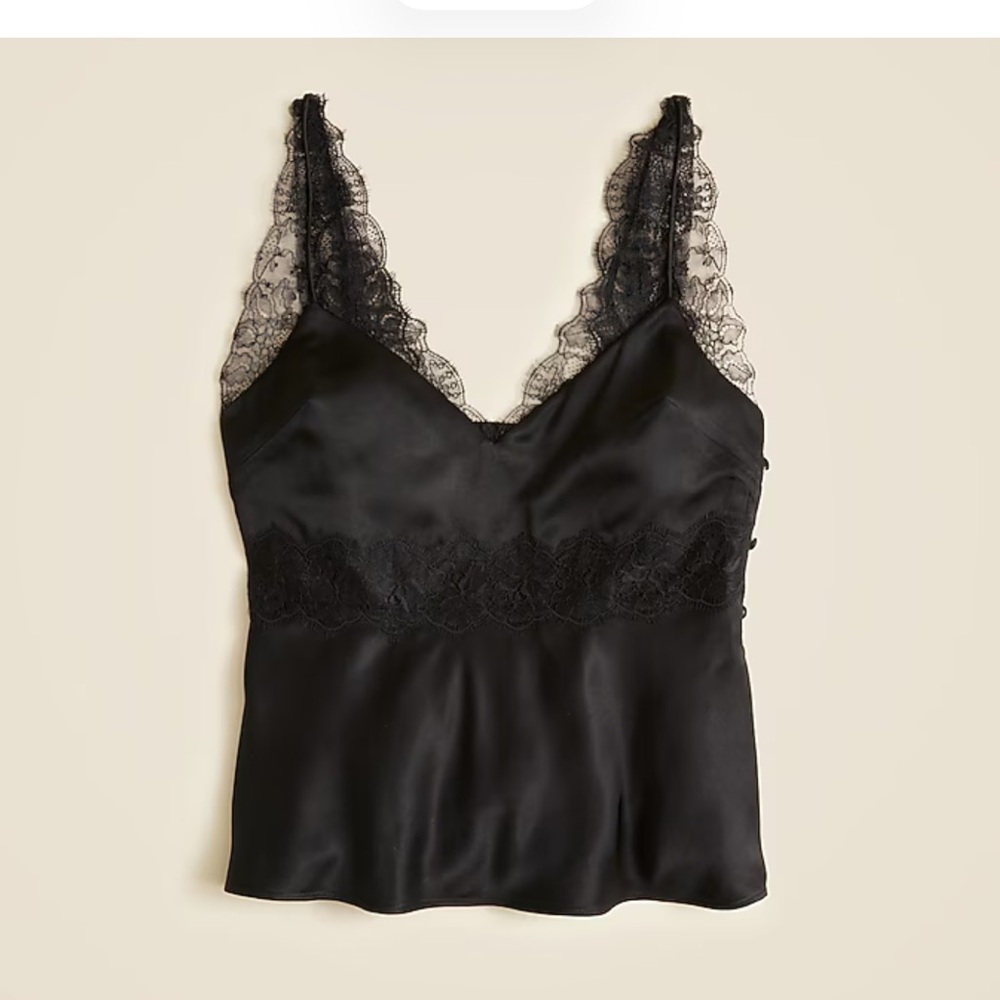J crew Lace-trim tank top in luster charmeuse NWT sz 2